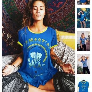 Namaste in bed ringer tee